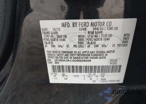 2013 Ford Edge Limited из США, поврежденный, VIN 2FMDK3KC0DBB26606